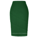 Jupe décontractée Kate Kasin Occident Women OL jupe jupe crayon vert foncé extensible aux hanches KK000269-5